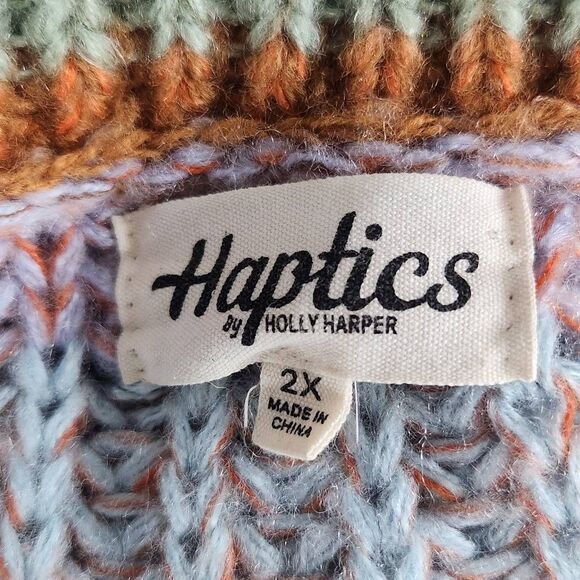 Haptics Colorful Stripe Sweater Size 2X Plus Size Striped Chunky Knit Sweater - Picture 6 of 9